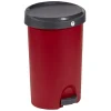 Poubelle à pédale rouge et gris 27 L