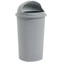 Poubelle à rabat grise Ø39,5xH75cm 50L