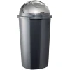 Poubelle à rabat plastique noir gris 50L
