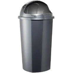 Poubelle à rabat plastique noir gris 50L