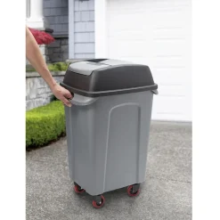 Poubelle de garage 70L sur 4 roulettes