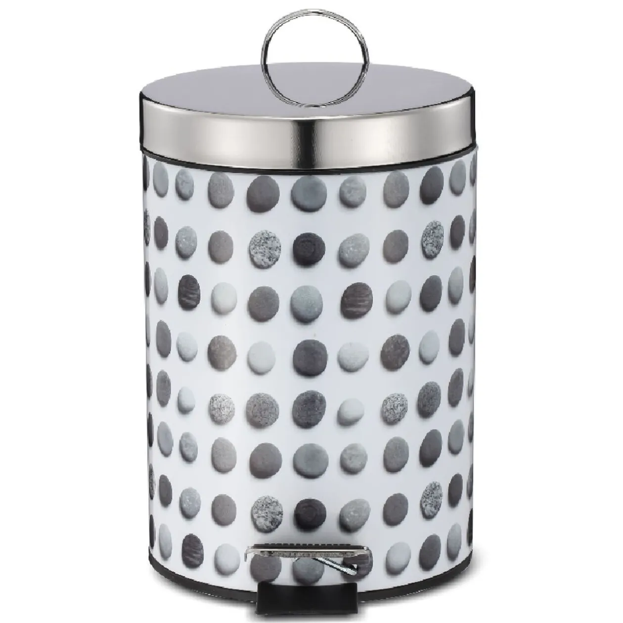 Poubelle de salle de bain en métal décor galet 3L
