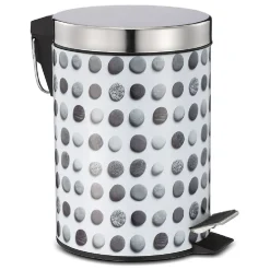 Poubelle de salle de bain en métal décor galet 3L