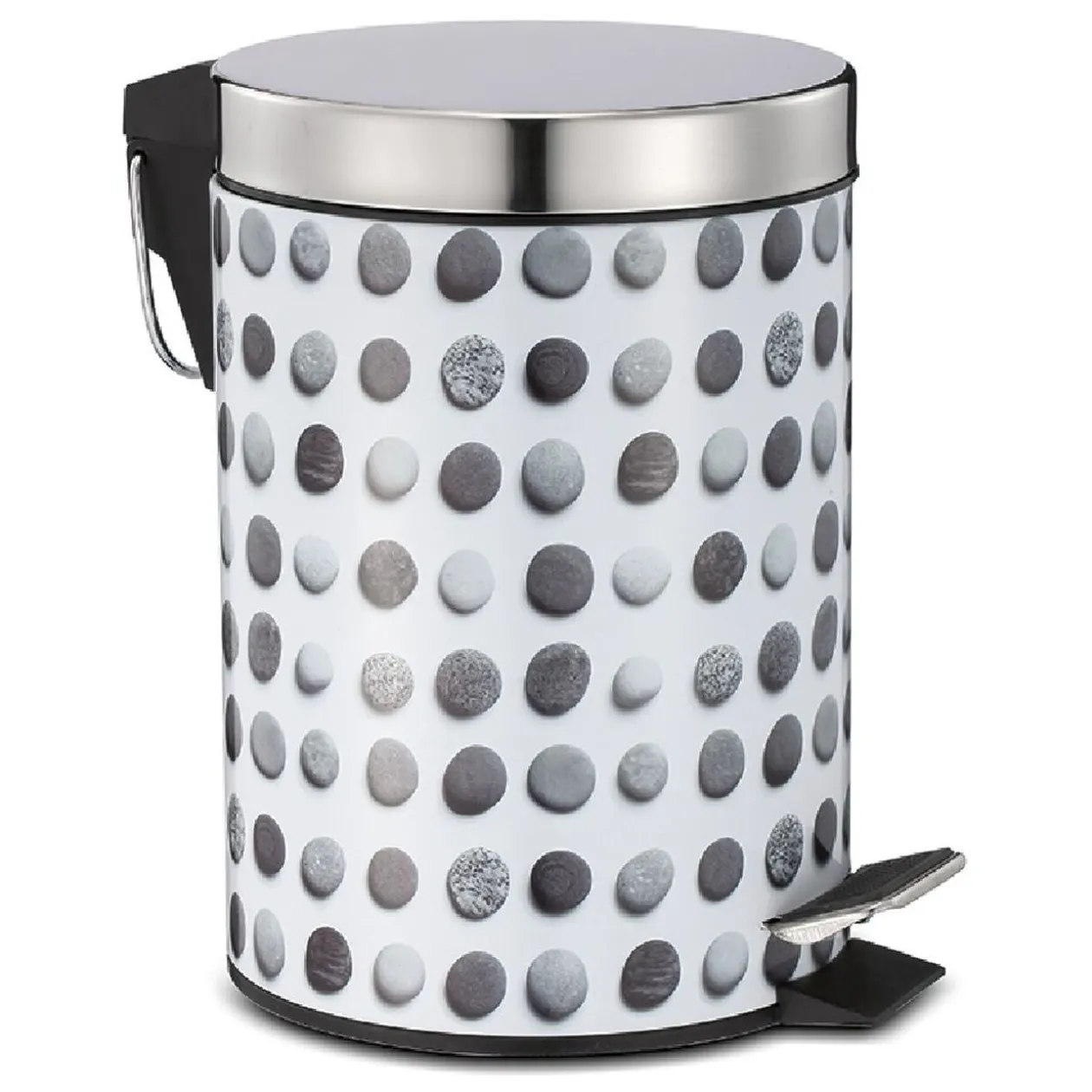 Poubelle de salle de bain en métal décor galet 3L