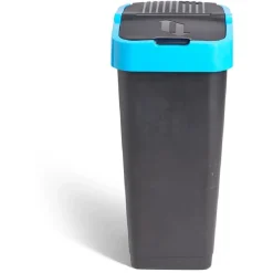 Poubelle de tri pour papier 60L plastique bleu et noir