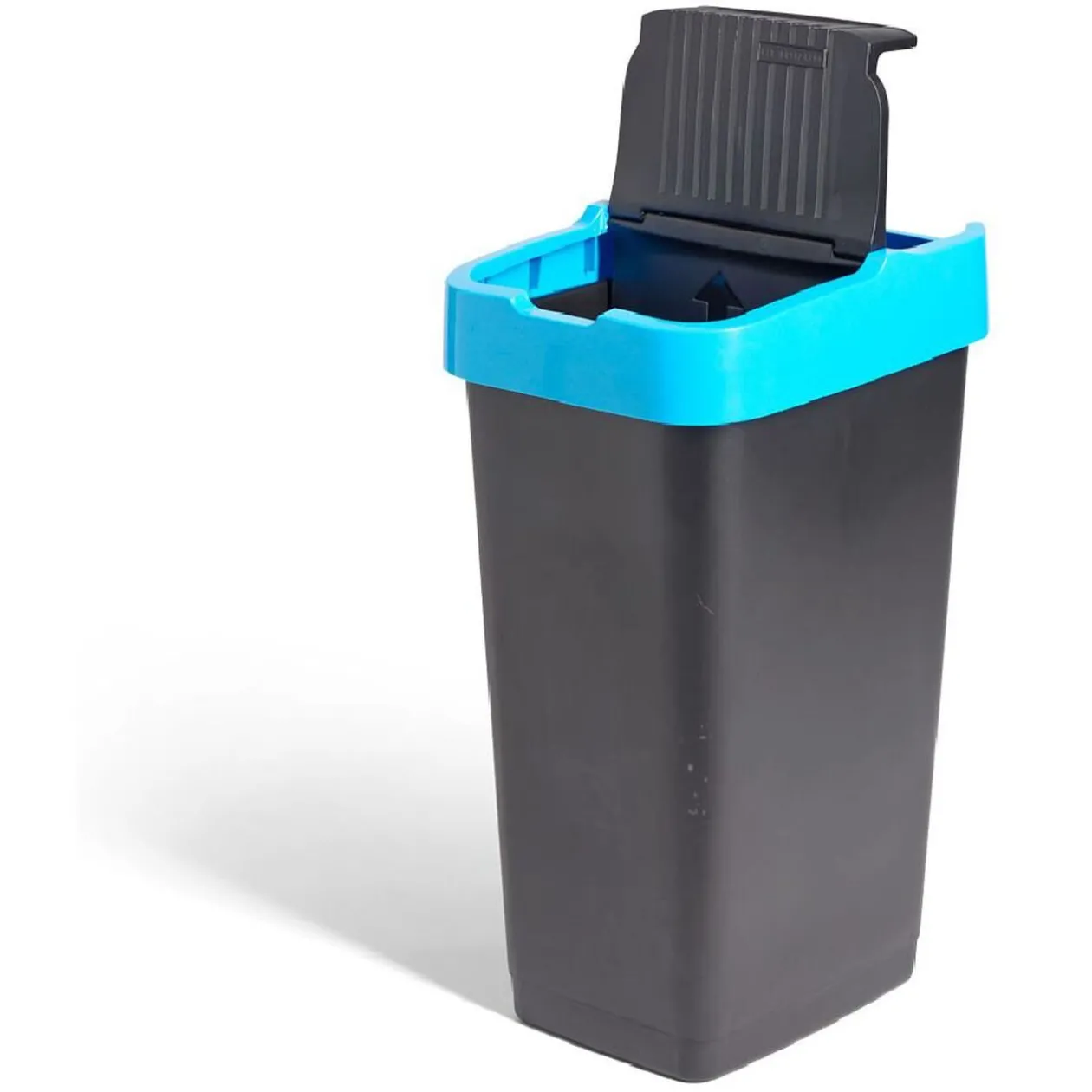 Poubelle de tri pour papier 60L plastique bleu et noir