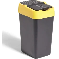 Poubelle de tri pour plastique 18L plastique jaune et noir