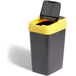 Poubelle de tri pour plastique 18L plastique jaune et noir