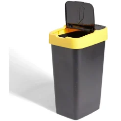 Poubelle de tri pour plastique 60L plastique jaune et noir