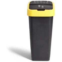 Poubelle de tri pour plastique 60L plastique jaune et noir