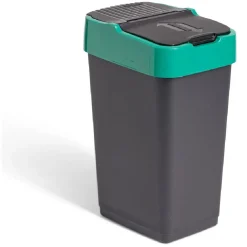 Poubelle de tri pour verre 35L plastique vert et noir