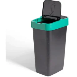 Poubelle de tri pour verre 60L plastique vert et noir