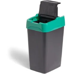 Poubelle de tri pour verre 18L plastique vert et noir