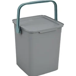 Poubelle forme container avec anse gris vert 9 L