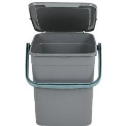 Poubelle forme container avec anse gris vert 9 L