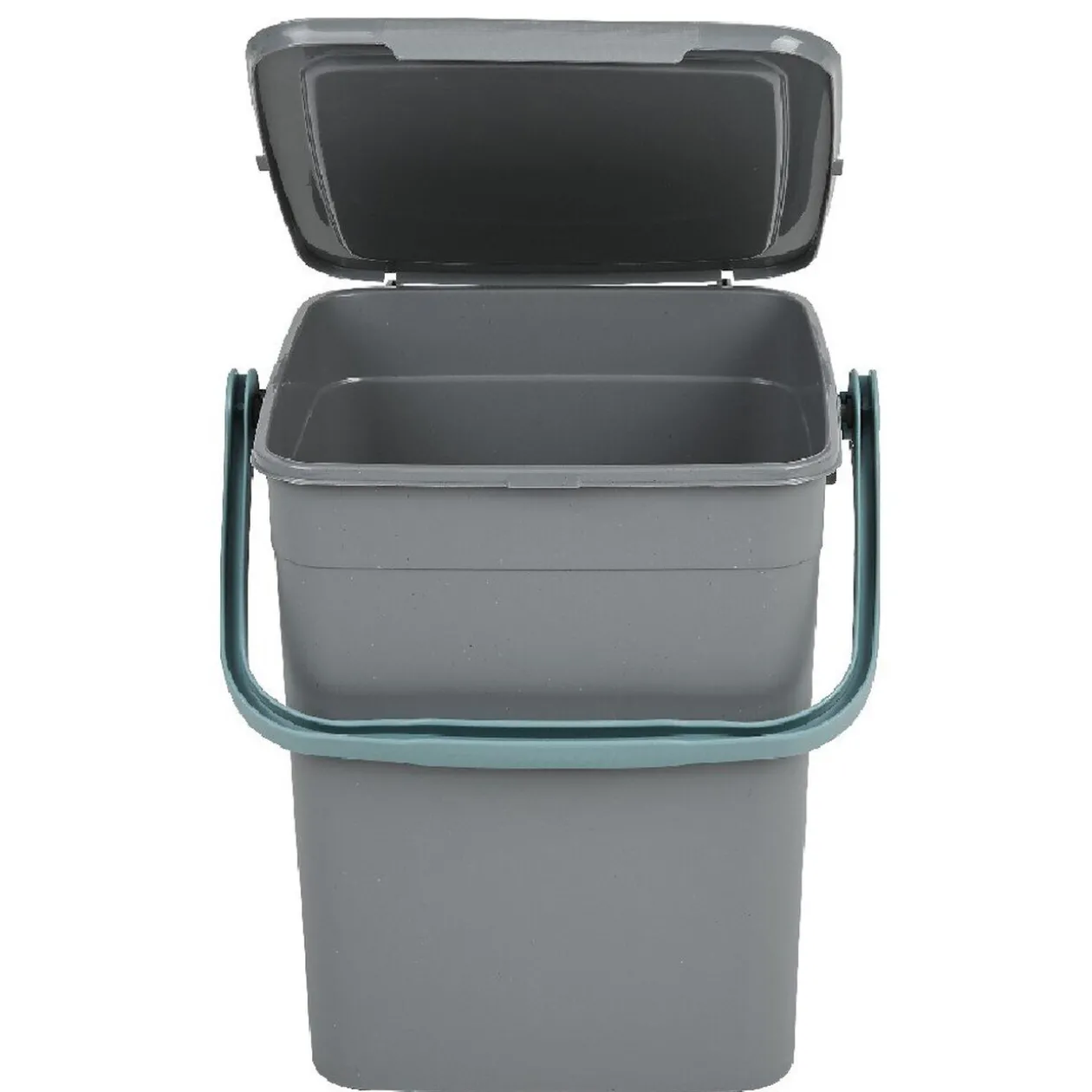 Poubelle forme container avec anse gris vert 9 L