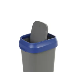 Poubelle rectangulaire plastique gris bleu 10L