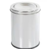 Poubelle ronde 3 L avec couvercle amovible métal gris