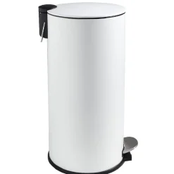 Poubelle ronde à pédale blanc 27 L