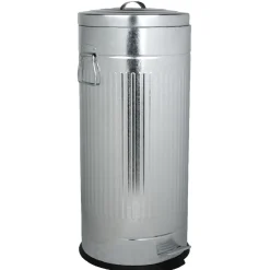 Poubelle ronde vintage à pédale gris métallisé 30 L