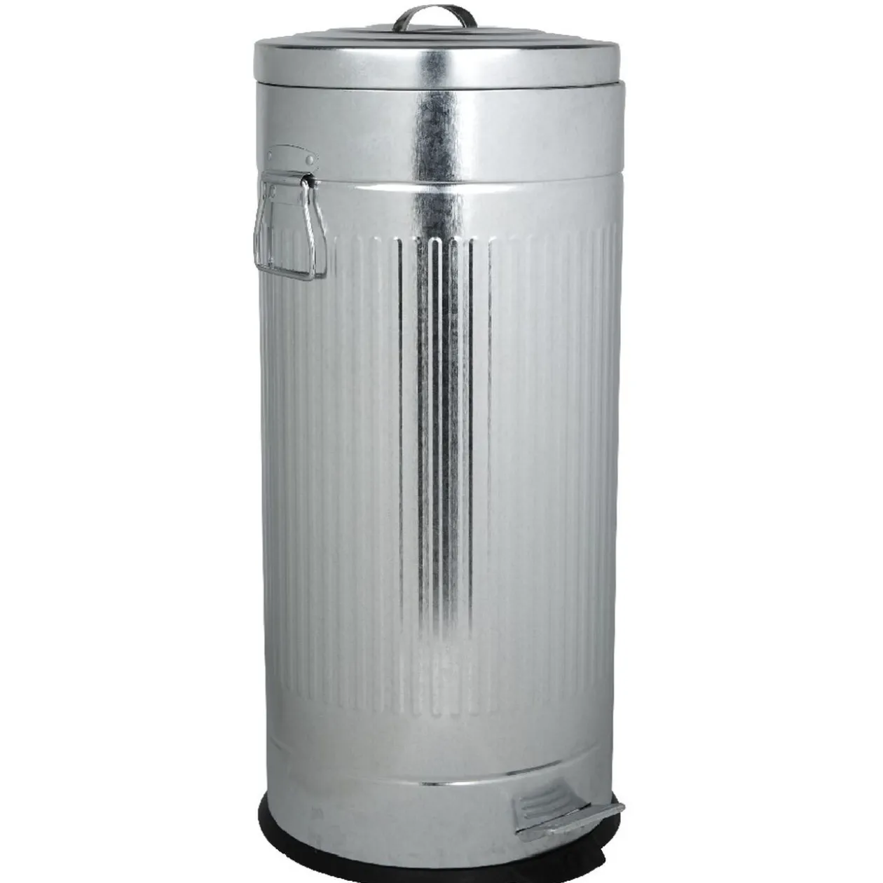 Poubelle ronde vintage à pédale gris métallisé 30 L