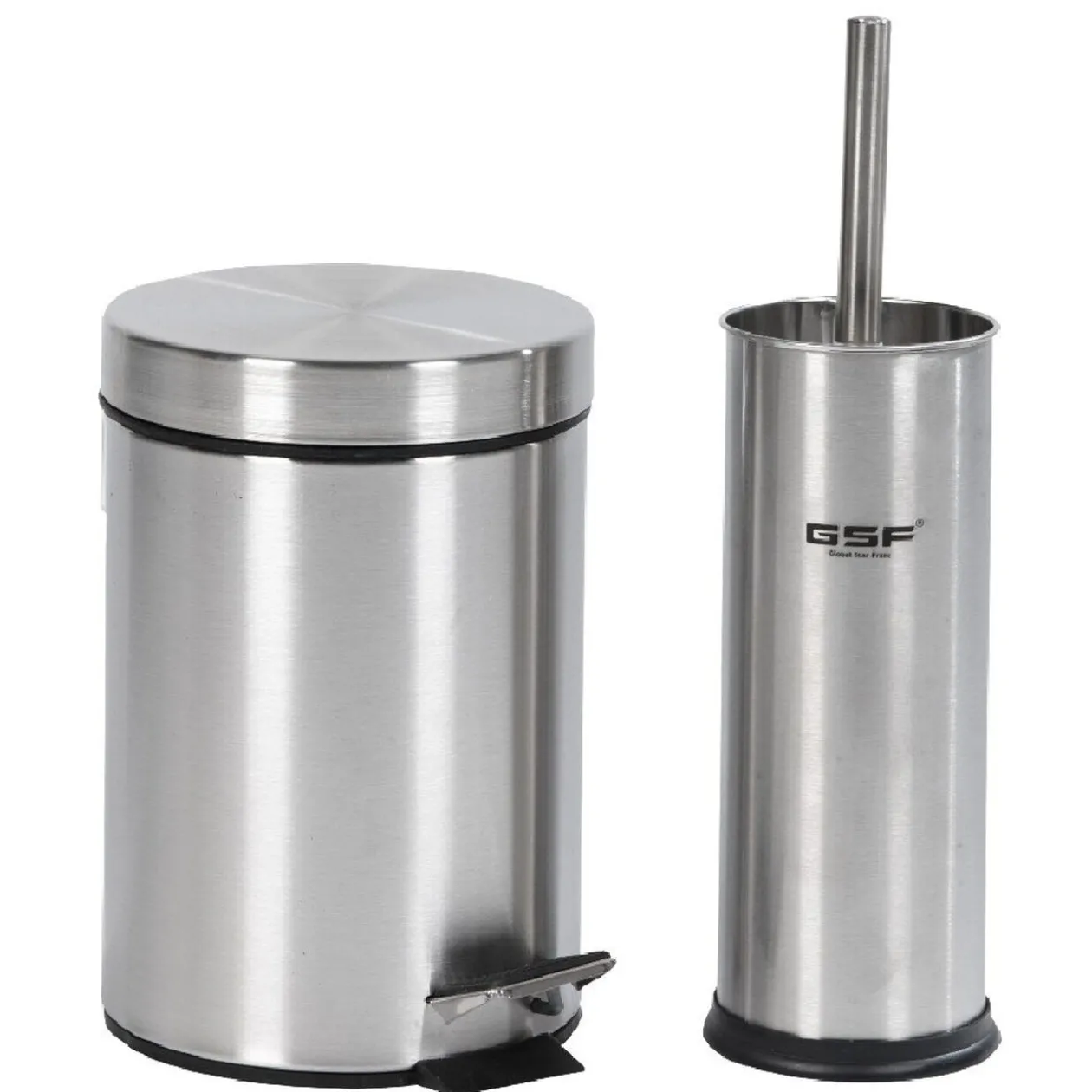 Poubelle salle de bain 3 L et brosse WC gris