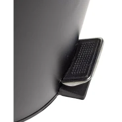 Poubelle salle de bain à pédale couvercle bambou et métal noir 5L