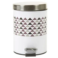 Poubelle salle de bain blanche motif triangles 3 L