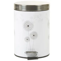 Poubelle salle de bain blanche motif pissenlit 3 L