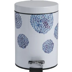 Poubelle salle de bain blanche design cyclade bleu