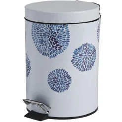 Poubelle salle de bain blanche design cyclade bleu
