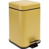 Poubelle salle de bain carré à pédale métal jaune 16x16xH25,5cm 3L