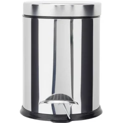 Poubelle salle de bain inox gris chromé 3L - Ø17xH24cm