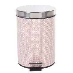 Poubelle salle de bain métal motif carreau de ciment rose 3L