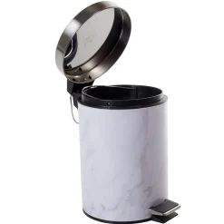 Poubelle salle de bain métal imprimé marbre 3L