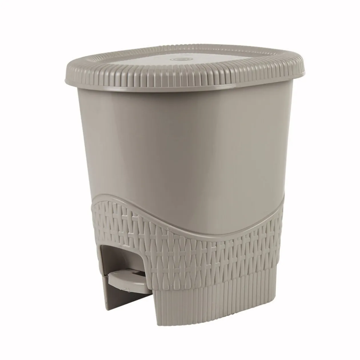 Poubelle salle de bain taupe 6 L aspect osier tressé