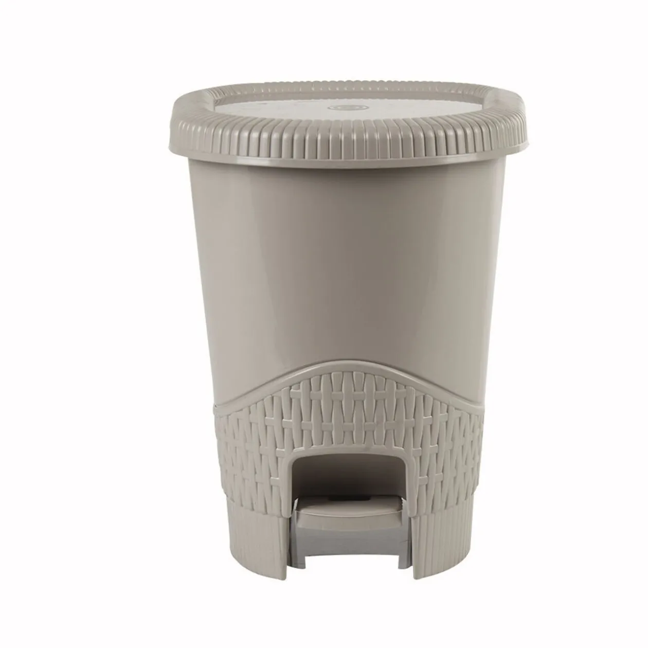 Poubelle salle de bain taupe 6 L aspect osier tressé