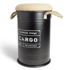 Pouf coffre de rangement petit modèle Ø27xH43,5cm noir