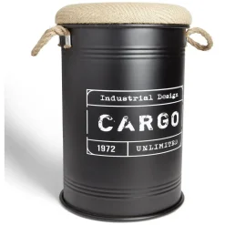 Pouf coffre de rangement moyen modèle Ø34xH49,5cm noir