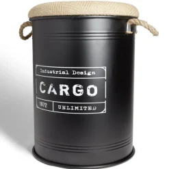 Pouf coffre de rangement grand modèle Ø40xH54,5cm noir