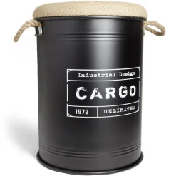 Pouf coffre de rangement grand modèle Ø40xH54,5cm noir