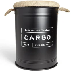 Pouf coffre de rangement grand modèle Ø40xH54,5cm noir