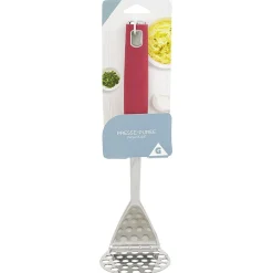 Presse purée inox avec manche en polypropylène rouge