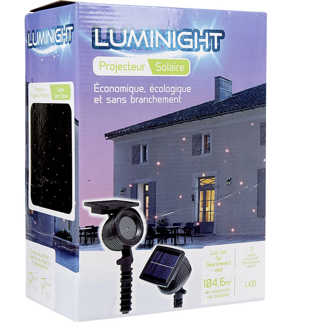 Projecteur led solaire laser fixe motif pois rouge