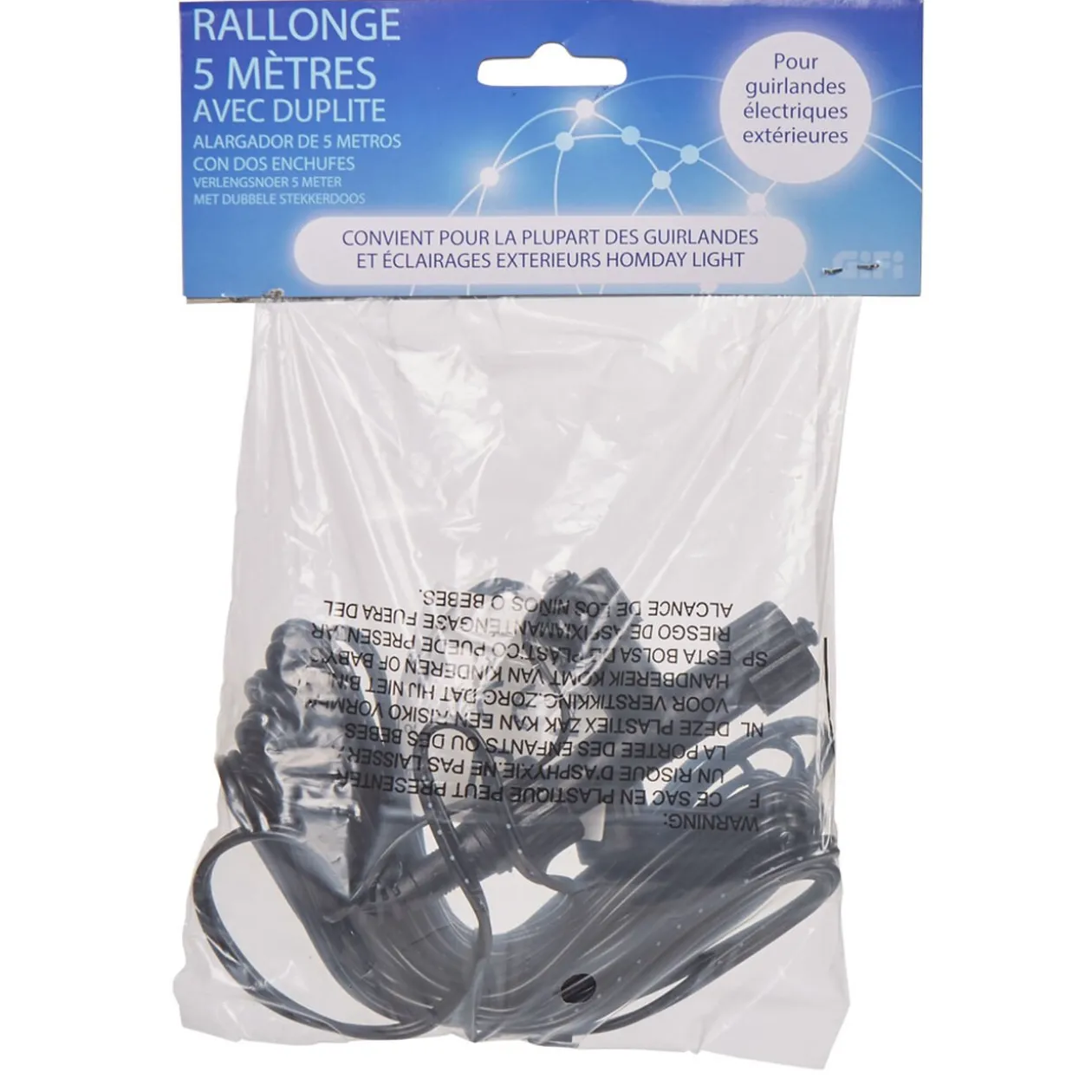 Rallonge avec duplite pour guirlande électrique extérieure