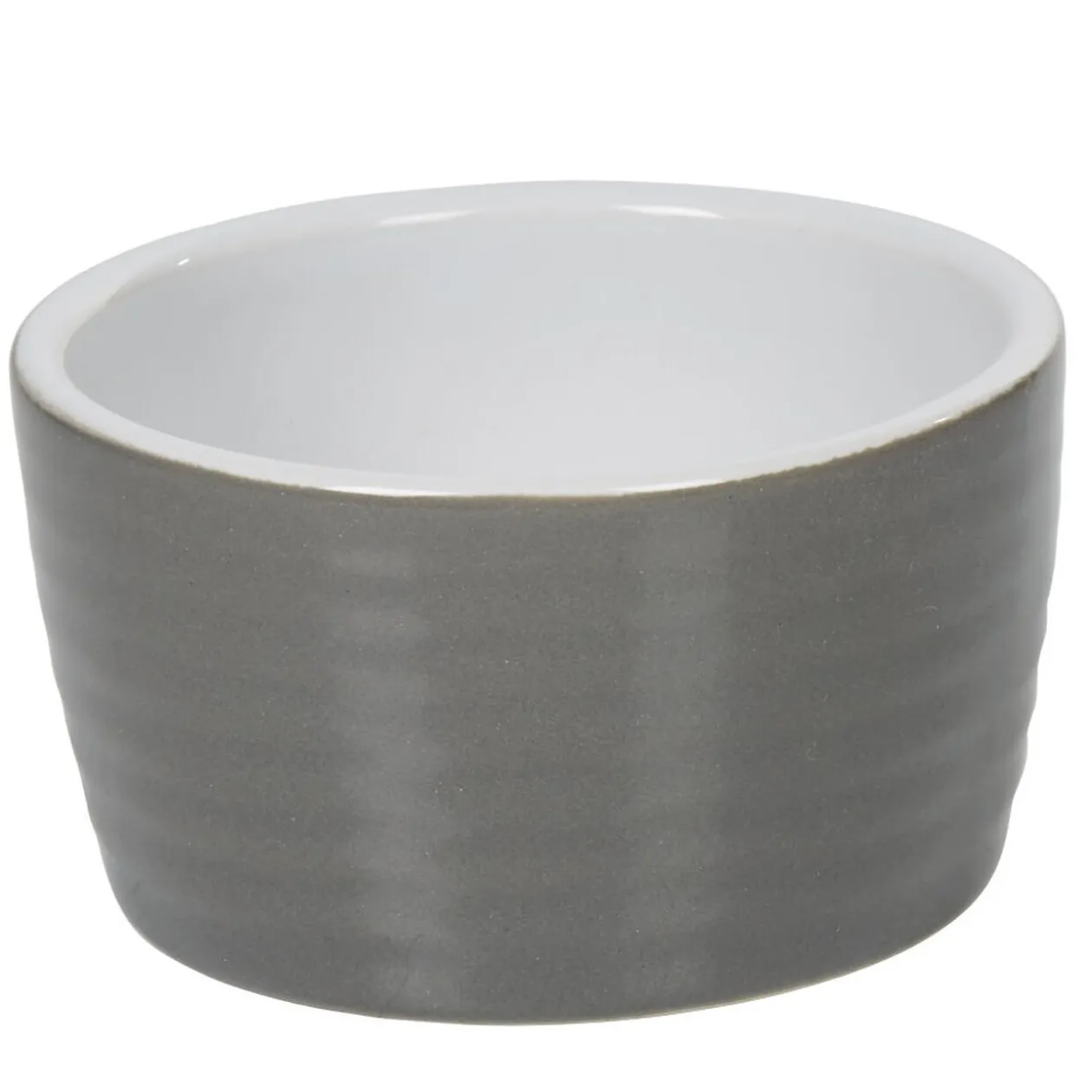 Ramequin individuel grès côtelé gris