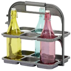 Range bouteille pliable gris 6 emplacements