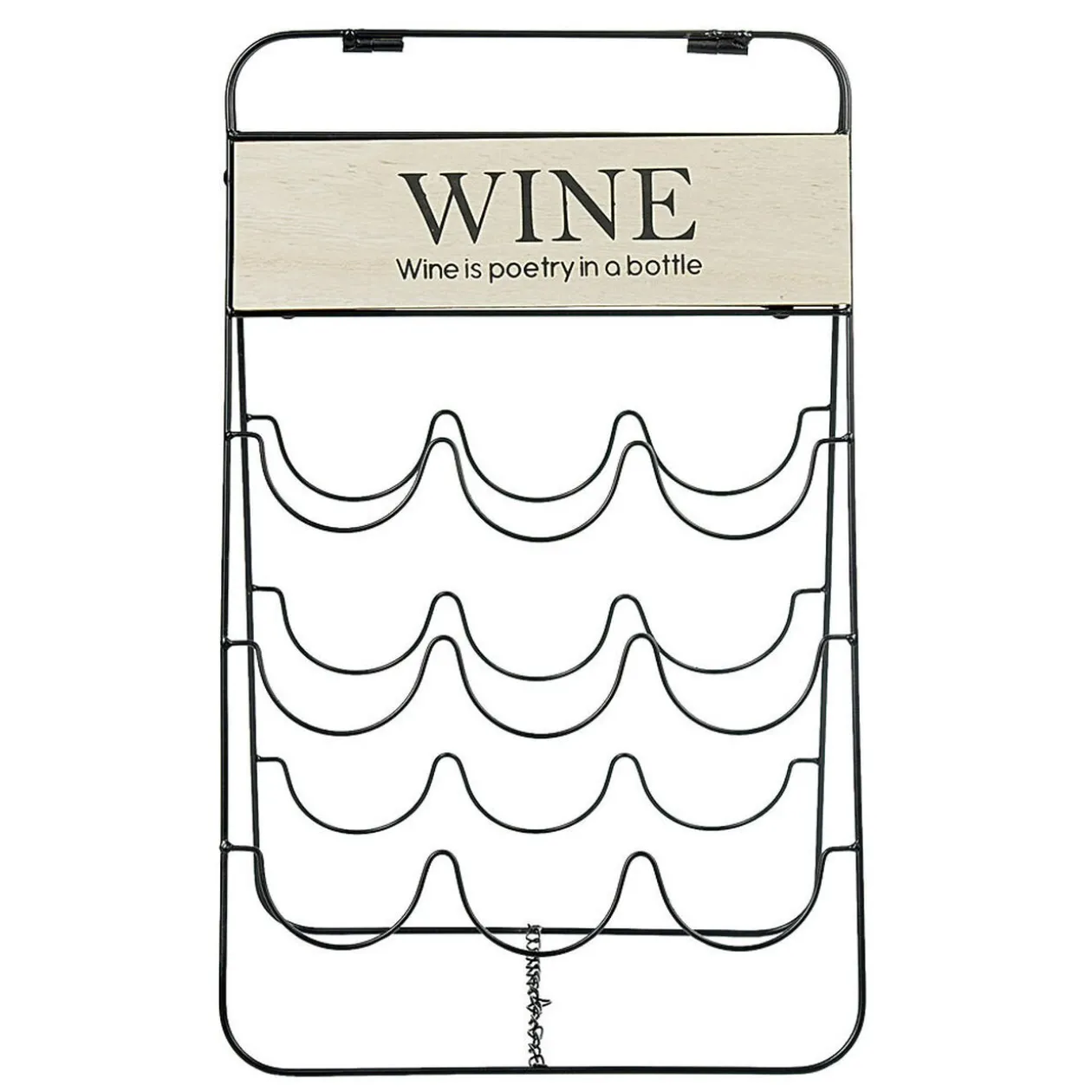 Range bouteilles 9 compartiments métal noir bois design Wine