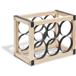 Range bouteilles x6 noir et bois