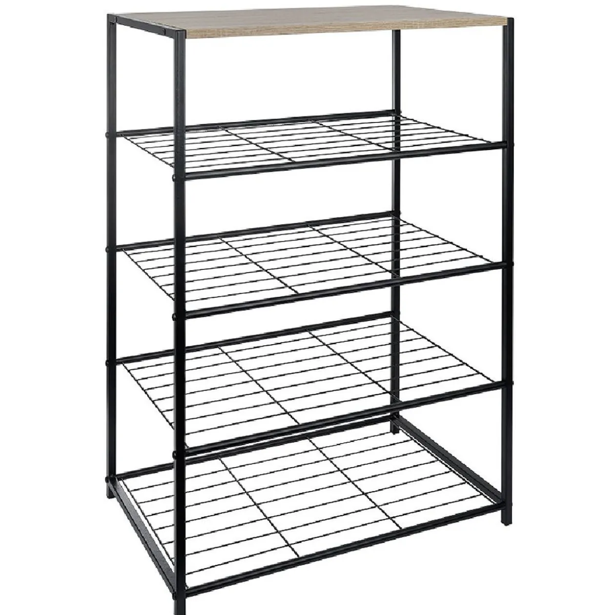 Range chaussures 5 étagères noir naturel